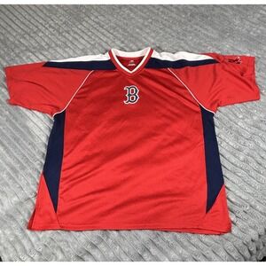 Boston Red Sox Jersey Mens L  V Neck Navy Red Sleeve Logo MLB Fanatics Baseball